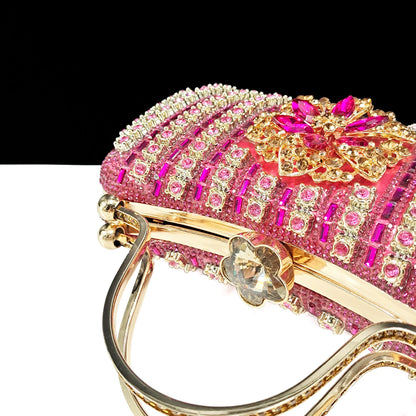 2024 Party Perfection: Rhinestone-Embellished Heels and Gold Mini Bag for Elegant Nights