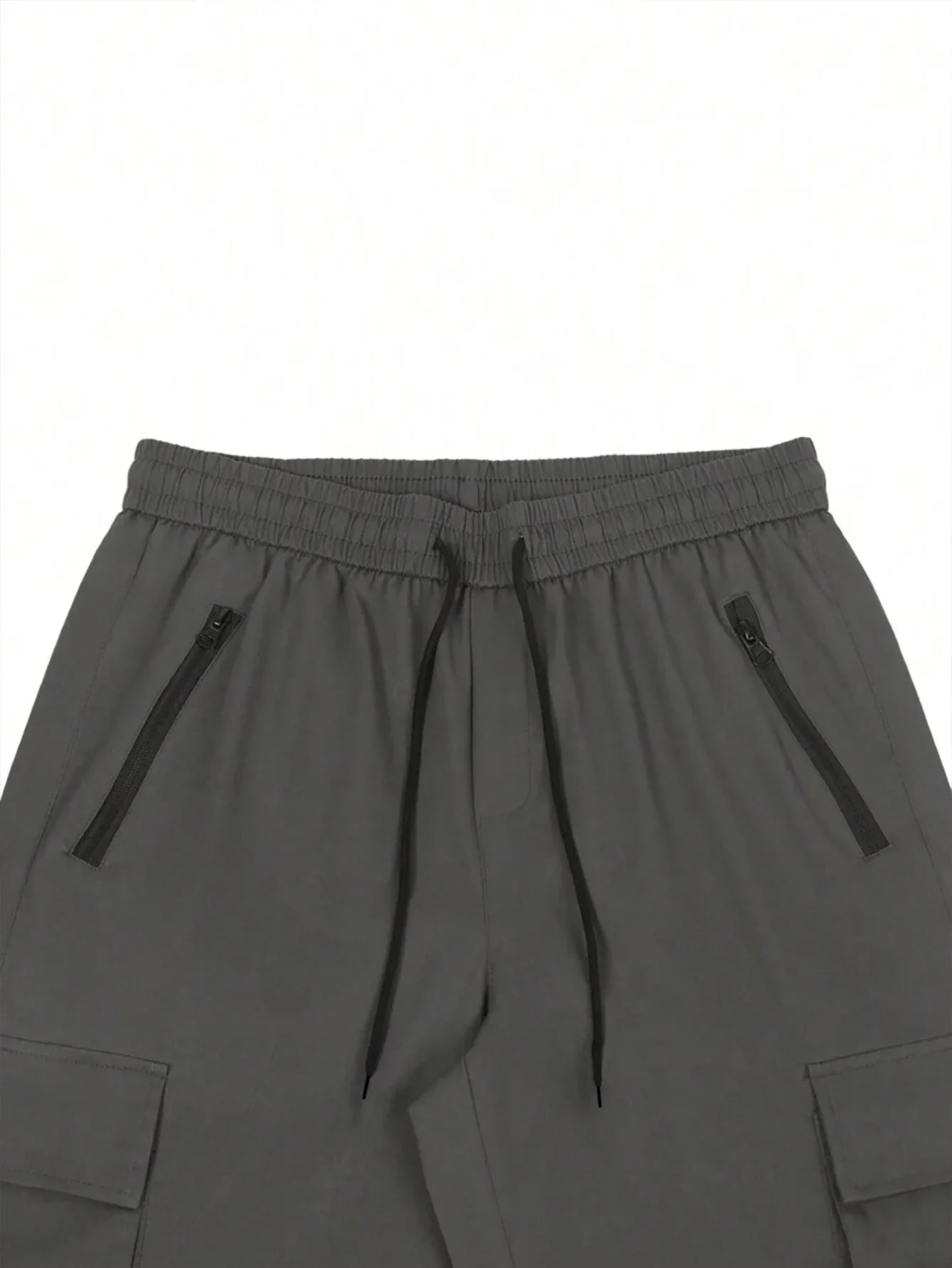 Men's 3/4-Length Cargo Shorts — Woven Twill Fabric, Multi-Pocket Casual Trousers. Non-Stretch Adult Apparel for Summer