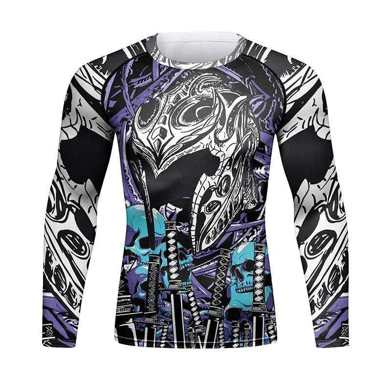 Cody Lundin Men's MMA BJJ Rashguard Brazilian Jiu-Jitsu No Gi Grey Compression Gym Shirts Westling Martial Art Training T Shirt