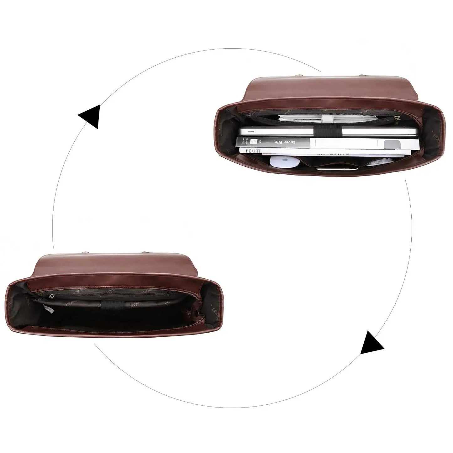 Bags for Women Courier bags PU Leather 14'' Laptop Bag Satchel female Shoulder Bag for College Travel square bag