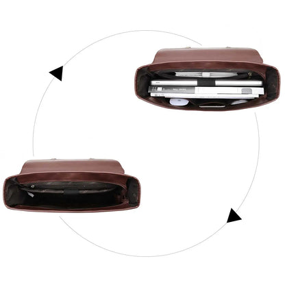 Bags for Women Courier bags PU Leather 14'' Laptop Bag Satchel female Shoulder Bag for College Travel square bag