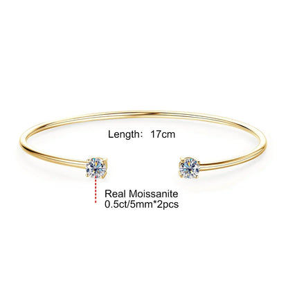 0.5CT Moissanite Bangle Bracelet 18K Gold Plated 925 Sterling Silver Classic Bangle Bezel Set Diamond Bracelet for Women Gifts