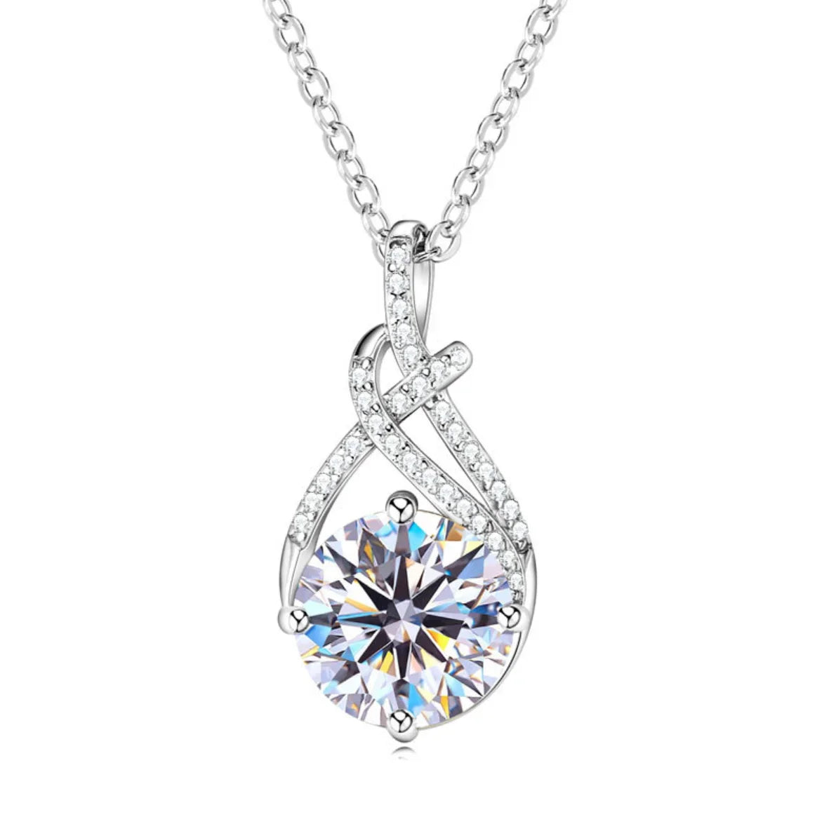 Real Full Moissanite Necklace for Women Twisted Pendant Choker Chain 925 Silver Yellow Gold Color Fine Jewelry with Certificate