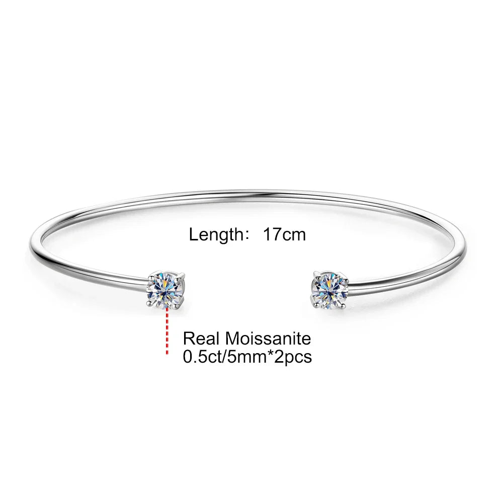 0.5CT Moissanite Bangle Bracelet 18K Gold Plated 925 Sterling Silver Classic Bangle Bezel Set Diamond Bracelet for Women Gifts