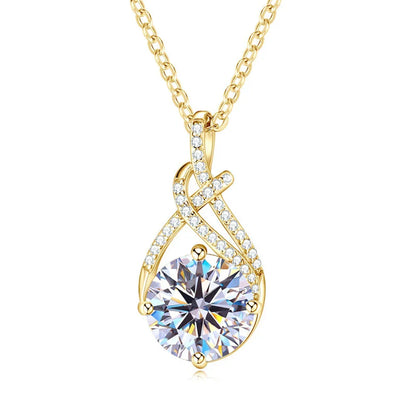 Real Full Moissanite Necklace for Women Twisted Pendant Choker Chain 925 Silver Yellow Gold Color Fine Jewelry with Certificate