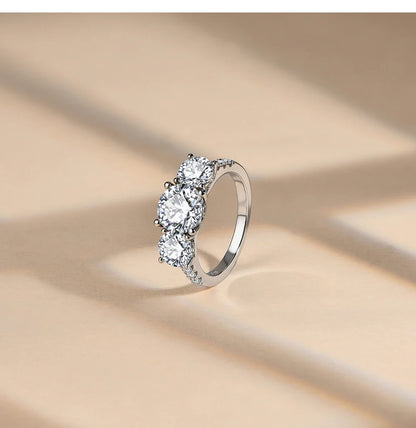 Engagement Ring Round Cut 4.0ct Moissanite Rings for Women Sterling Silver Ring Wedding Promise Rings for Her