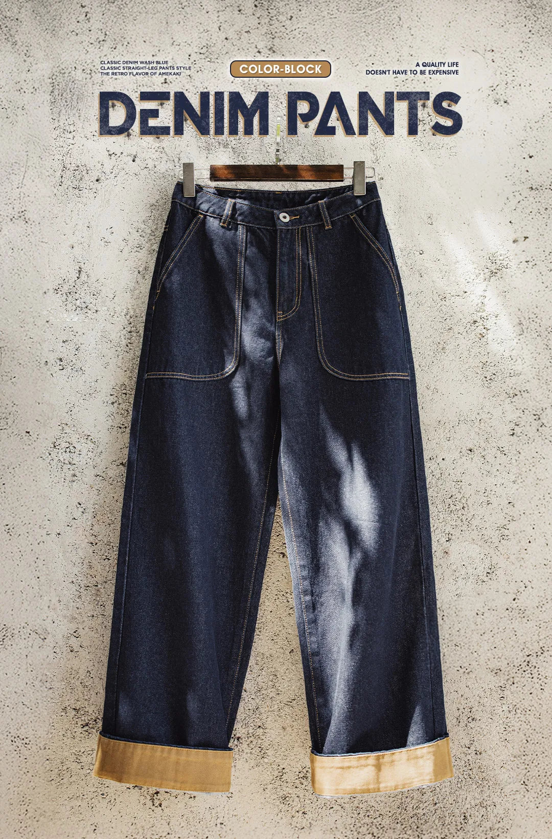 Women’s Loose Straight Leg Denim Jeans  Casual Pants with Paris Buckle Wide Leg Autumn Vintage Trousers