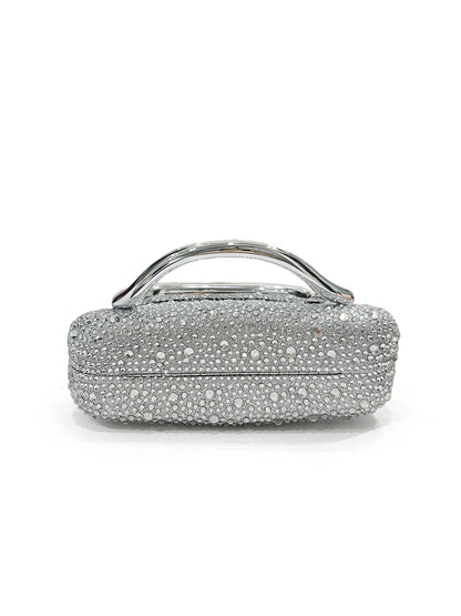 Sparkling Crystal Diamond Women's Evening Clutch Luxury Elegant Round Box Shaped Chain Bag Banquet Party Shoulder Crossbody Bag