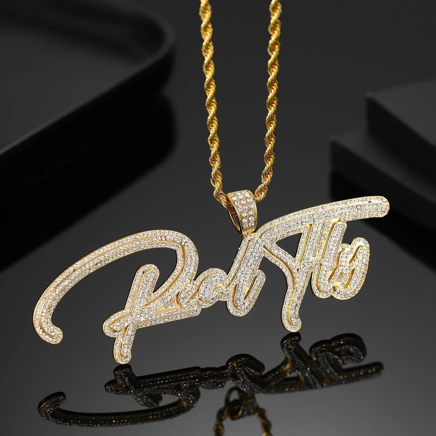 Personalized Name Diamond Custom Name Necklace Iced Out Hip Hop Stainless Steel Pendant Jewelry Christmas Gift  Jewelry For Men