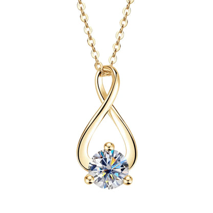 Real Full Moissanite Necklace for Women Twisted Pendant Choker Chain 925 Silver Yellow Gold Color Fine Jewelry with Certificate