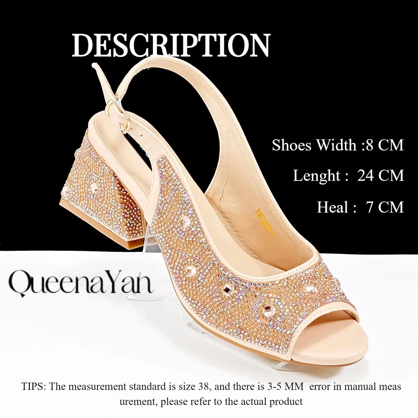 Square Heel Shoes! Hand-held Three-Dimensional Bag and Shoes Set From the Same Series/Open Toe Shoes and Evening Bag