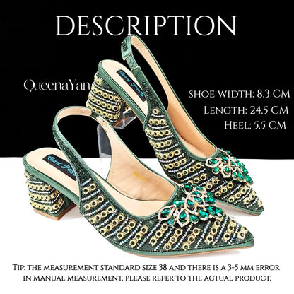 Dazzling Dreams: Full Rhinestone High Heels and Coordinated Bag for Timeless Style