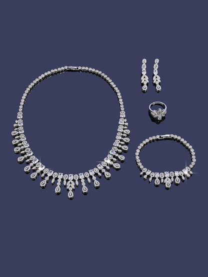 4pcs Bridal Cubic Zirconia Jewelry Sets For Women Party Luxury Dubai Nigeria CZ Crystal Wedding Jewelry Sets