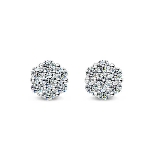 Moissanite Stud Earrings 18k White Gold Plated Sterling Silver D VVS1 Round Lab Diamond Ear Studs For Women Men