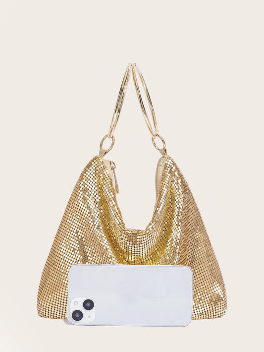 2024 Fashion Evening Bag Party Handbag for Women Large Capacity Gold Bag Aluminum Sheet Purse