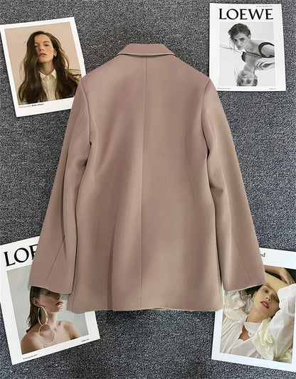 Elegant Women's Blazer Coat Fashion Stand Up Collar Long Sleeve Female Coats Spring Autumn Fashion Loose Office Lady Outwear