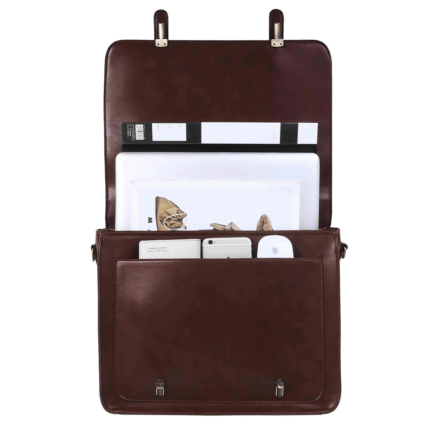 Bags for Women Courier bags PU Leather 14'' Laptop Bag Satchel female Shoulder Bag for College Travel square bag