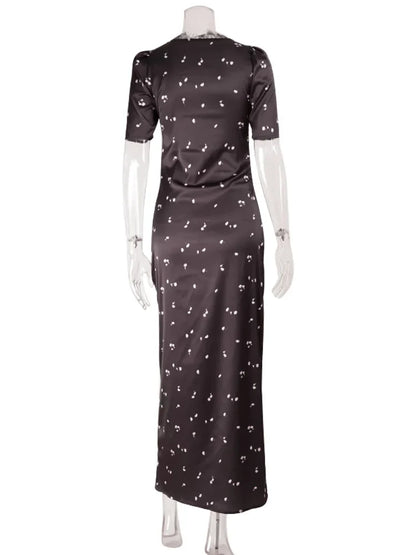 Eelgant Dresses For Women Patchwork Lace Floral V-Neck Short Sleeves Slim Fit Bodycon Trend Sheath Femlae Vestidos Robes