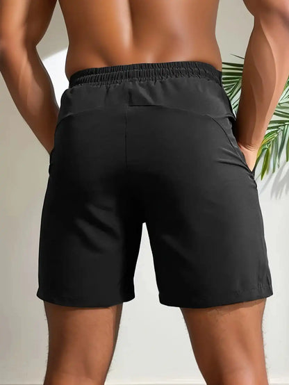 Men's Five-Piece Shorts, Sports, Fitness, Swimming, with Zipper Pockets, Quick-Drying, Casual, Breathable, Drawstring Shorts, Suitable for Summer Outdoor Sports, Fitness Training, Home Leisure, Beach Vacation