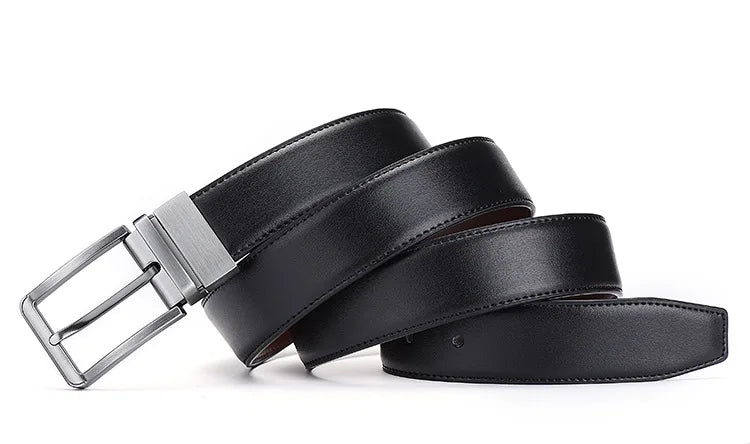 Genuine Leather Belt Double Sided Belt Men Belt Laser Engraving Luxury Strap Male Belt New Fashion Retro Pin Buckle High Quality