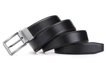 Genuine Leather Belt Double Sided Belt Men Belt Laser Engraving Luxury Strap Male Belt New Fashion Retro Pin Buckle High Quality