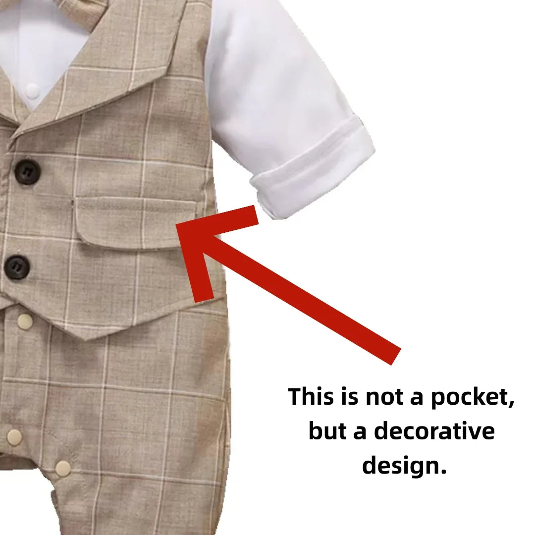 3-24M Formal Anniversary Dress Toddler Child Cotton Party Suit Infant Plaid Outfit Clothes Newborn Boy Vest Romper Baby Birthday