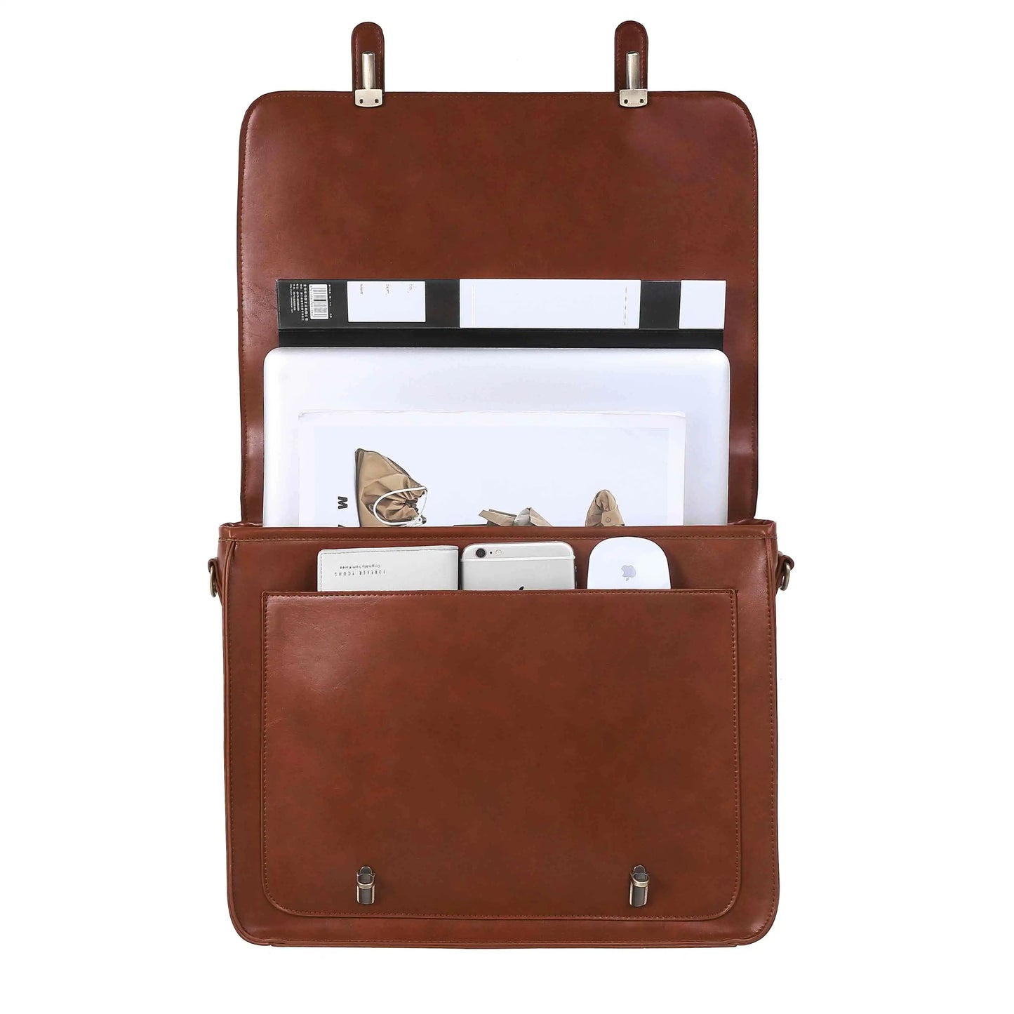 Bags for Women Courier bags PU Leather 14'' Laptop Bag Satchel female Shoulder Bag for College Travel square bag
