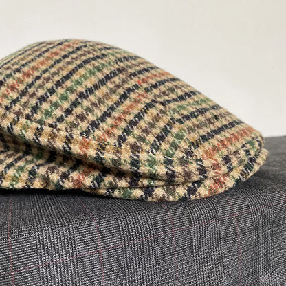 Classic Plaid Stripe Newsboy Cap for Men Women Winter Wool Flat Ivy Vintage Gatsbay Hat Irish Outdoor Cabbie Beret BJM94