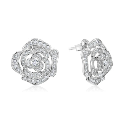 New S925 Silver Diamond Moissanite Stud Earrings for Women 18k Gold Plated Sparkling Flower Wedding Fine Jewelry Travel