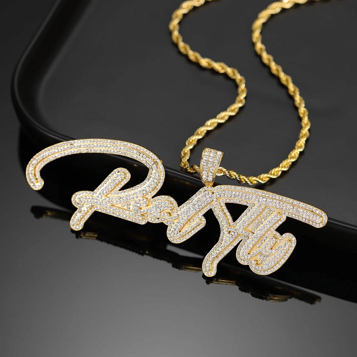 Personalized Name Diamond Custom Name Necklace Iced Out Hip Hop Stainless Steel Pendant Jewelry Christmas Gift  Jewelry For Men