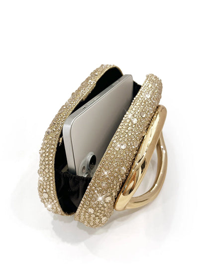 Sparkling Crystal Diamond Women's Evening Clutch Luxury Elegant Round Box Shaped Chain Bag Banquet Party Shoulder Crossbody Bag
