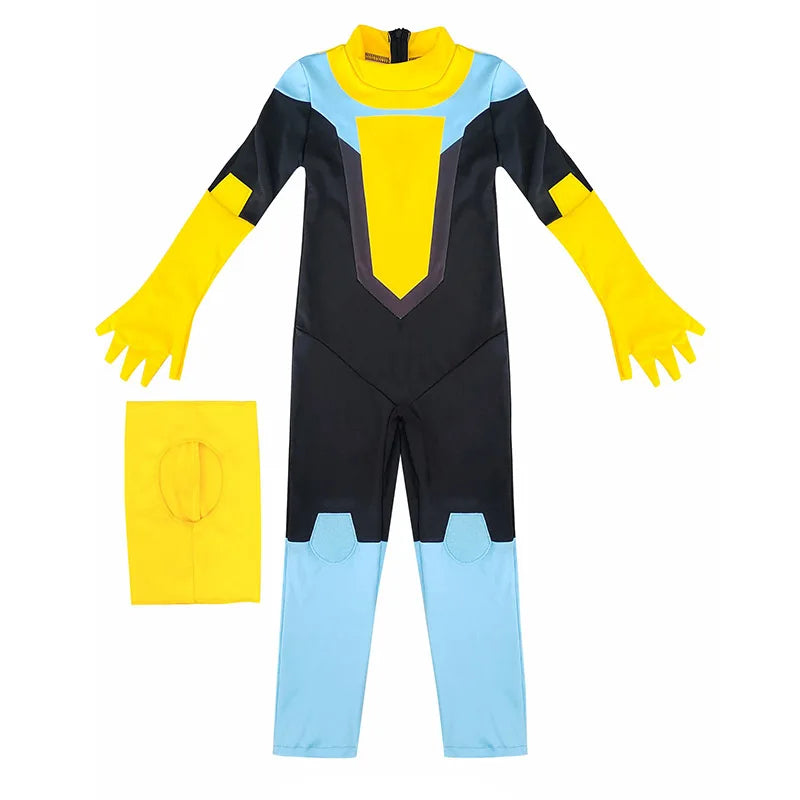 Anime Kids Invincible Costume Boys Omni-man Mark Grayson Cosplay Child Superhero Girls Atom Eve Pink Jumpsuit Halloween Costume