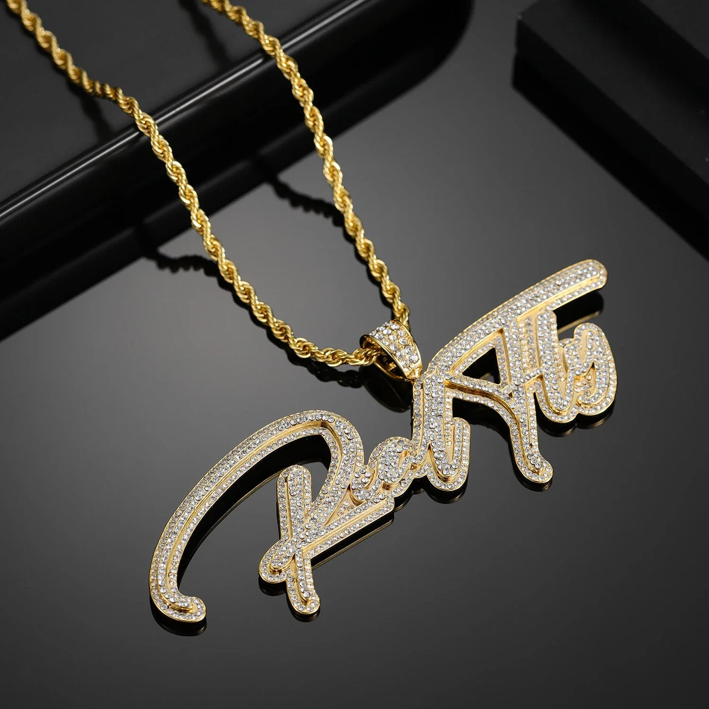 Personalized Name Diamond Custom Name Necklace Iced Out Hip Hop Stainless Steel Pendant Jewelry Christmas Gift  Jewelry For Men