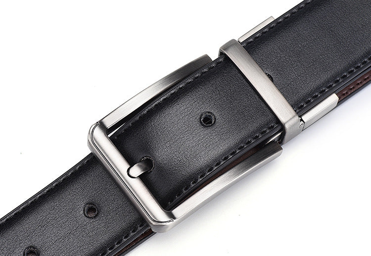 Genuine Leather Belt Double Sided Belt Men Belt Laser Engraving Luxury Strap Male Belt New Fashion Retro Pin Buckle High Quality