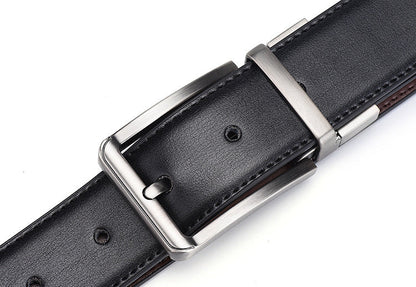 Genuine Leather Belt Double Sided Belt Men Belt Laser Engraving Luxury Strap Male Belt New Fashion Retro Pin Buckle High Quality