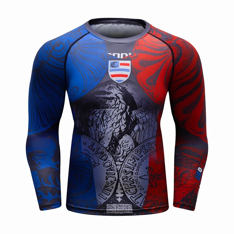 Cody Lundin Men's MMA BJJ Rashguard Brazilian Jiu-Jitsu No Gi Grey Compression Gym Shirts Westling Martial Art Training T Shirt