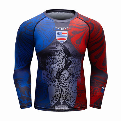 Cody Lundin Men's MMA BJJ Rashguard Brazilian Jiu-Jitsu No Gi Grey Compression Gym Shirts Westling Martial Art Training T Shirt