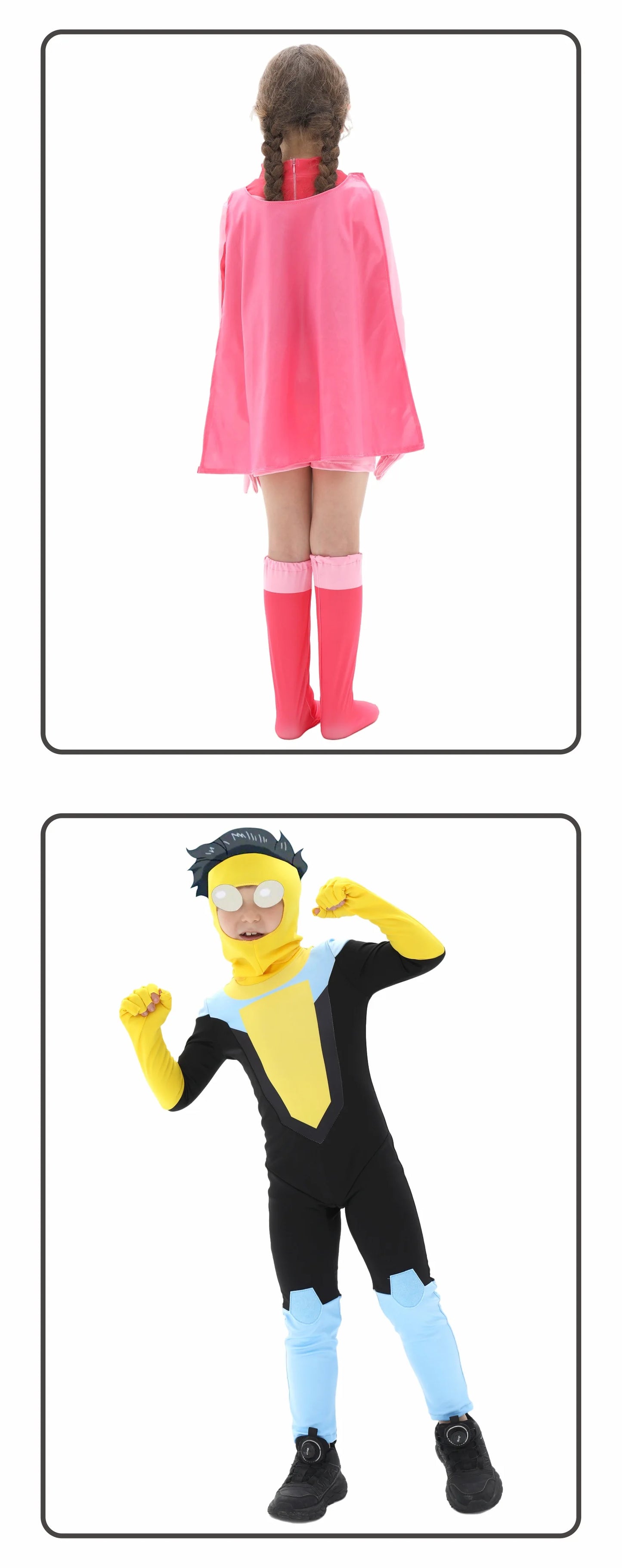 Anime Kids Invincible Costume Boys Omni-man Mark Grayson Cosplay Child Superhero Girls Atom Eve Pink Jumpsuit Halloween Costume