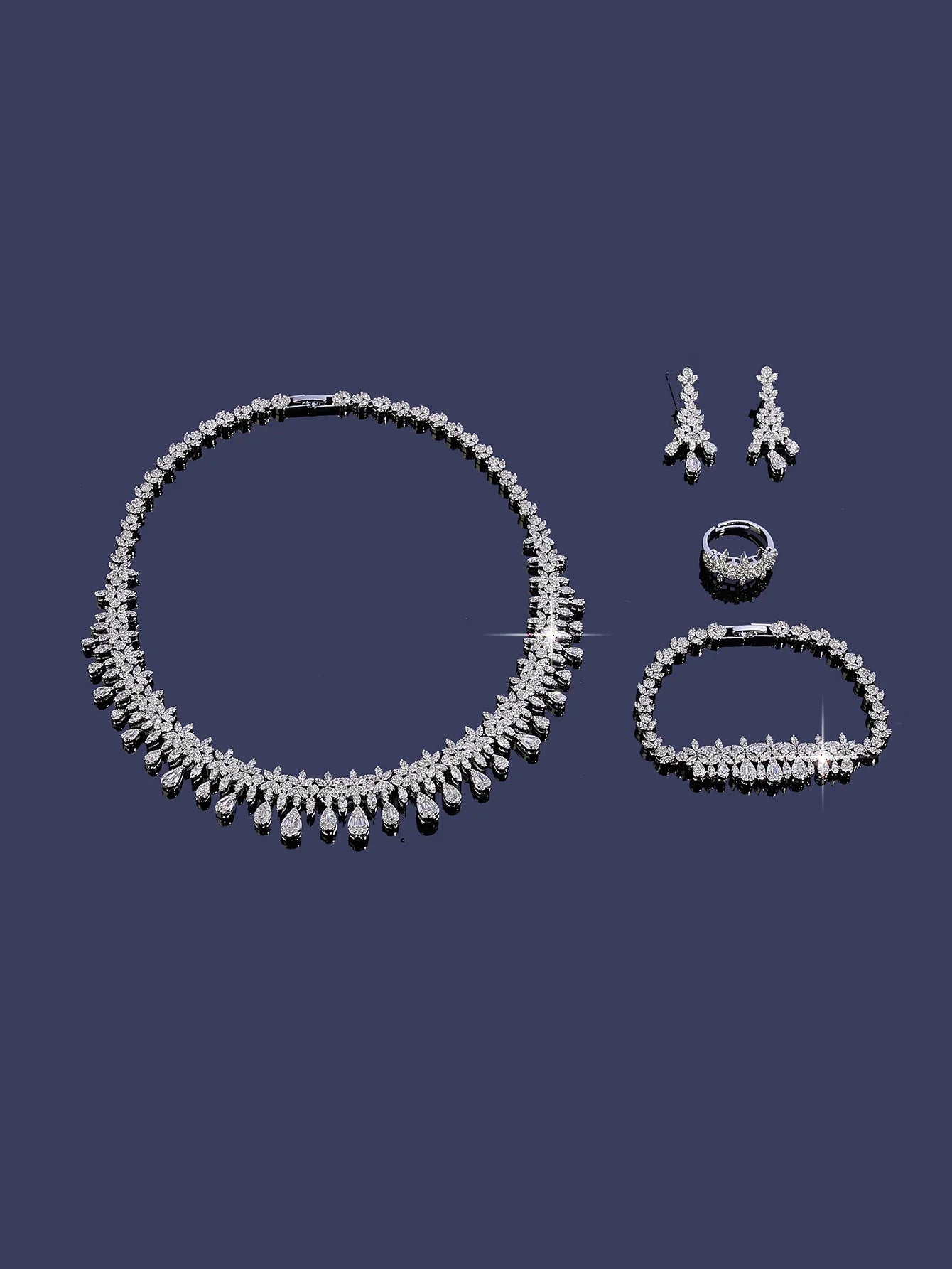 4pcs Bridal Cubic Zirconia Jewelry Sets For Women Party Luxury Dubai Nigeria CZ Crystal Wedding Jewelry Sets