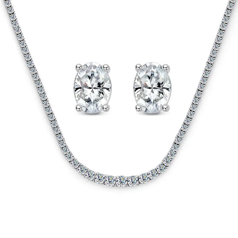 Moissanite Tennis Necklace for Woman Wedding Jewely with Certificate 925 Sterling Sliver Plated 18k White Gold Necklace