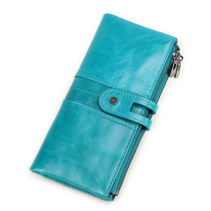 Men Clutch Wallet Genuine Leather Long Wallet Hasp Card Holder Vintage Male Zipper Coin Purse Money Clip Women Purse