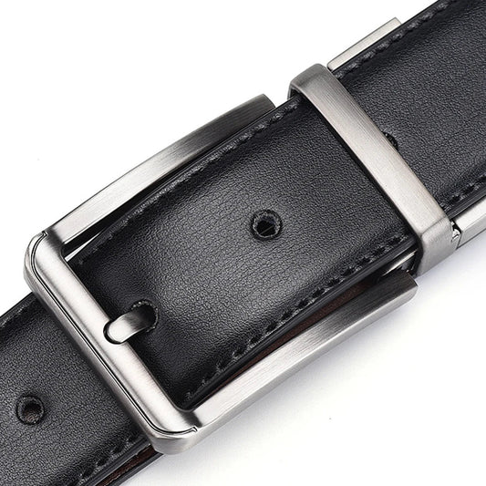 Genuine Leather Belt Double Sided Belt Men Belt Laser Engraving Luxury Strap Male Belt New Fashion Retro Pin Buckle High Quality