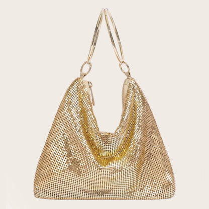 2024 Fashion Evening Bag Party Handbag for Women Large Capacity Gold Bag Aluminum Sheet Purse