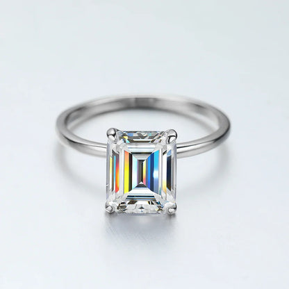 4ct Emerald Moissanite Ring s925 Sterling Sliver Plated 18k White Gold Wedding Band Engagement Rings For Women