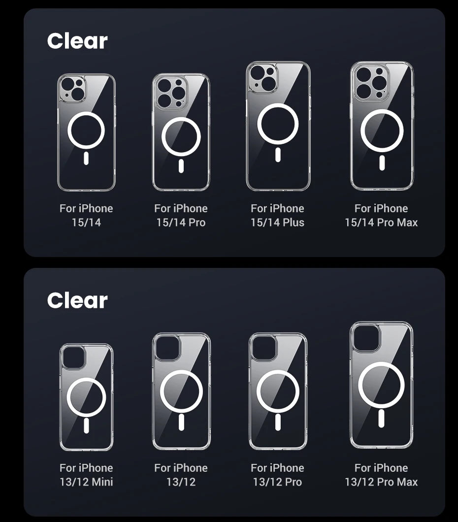 Magnetic Case for iPhone 17 16 15 14 13 Pro Max Case Shockproof Cover for iPhone 16 Pro Max Plus 16pro Macsafe TPU Cases