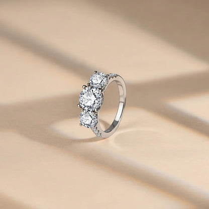 Engagement Ring Round Cut 4.0ct Moissanite Rings for Women Sterling Silver Ring Wedding Promise Rings for Her