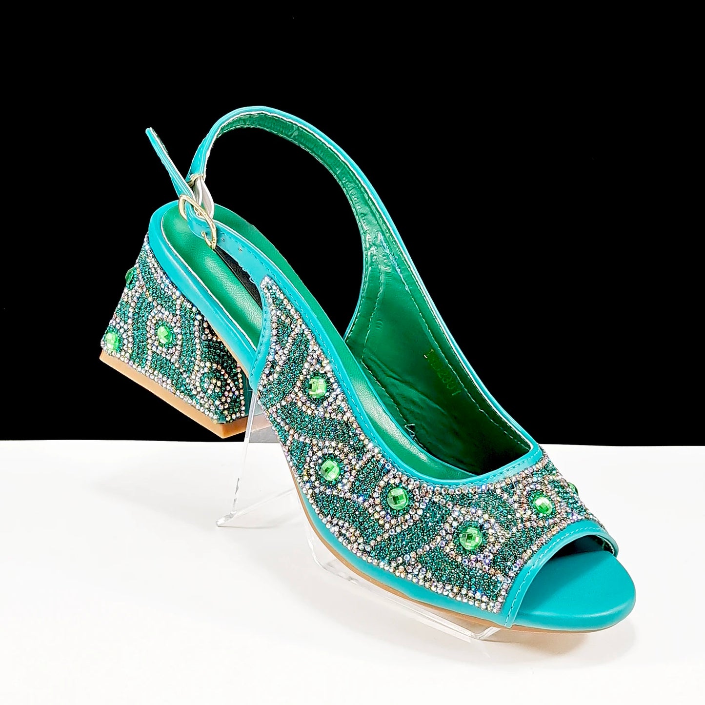 Square Heel Shoes! Hand-held Three-Dimensional Bag and Shoes Set From the Same Series/Open Toe Shoes and Evening Bag