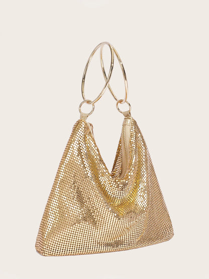 2024 Fashion Evening Bag Party Handbag for Women Large Capacity Gold Bag Aluminum Sheet Purse