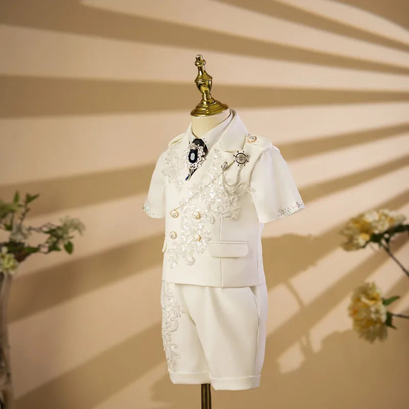 New Children's Costume Wedding Birthday Baptism Party Piano Performance Easter Eid Boys Clothing Host Blazer Sets A4484