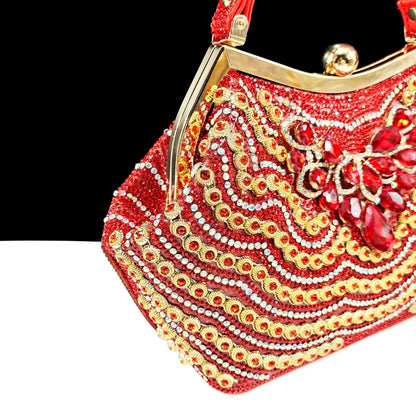 Dazzling Dreams: Full Rhinestone High Heels and Coordinated Bag for Timeless Style